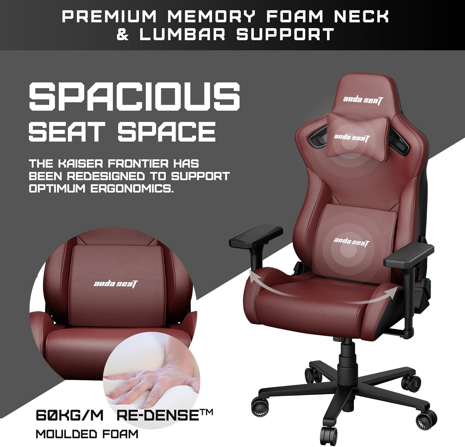 Andaseat Kaiser Frontier Gaming Chair XL - Maroon Andaseat Kaiser Frontier Gaming Chair XL - Maroon
